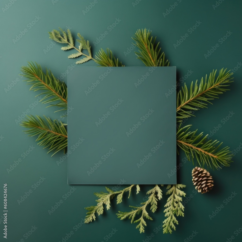 Empty Christmas card mockup. Illustration AI Generative