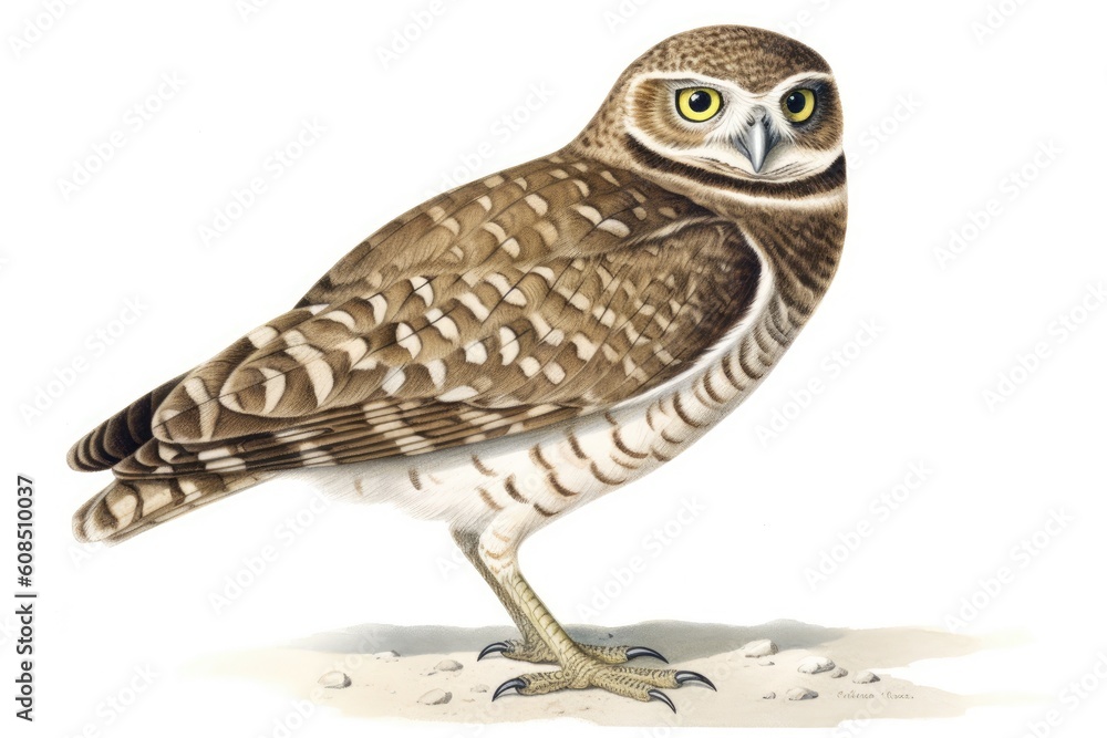 Brown and White Bird with Yellow Eyes Generative AI