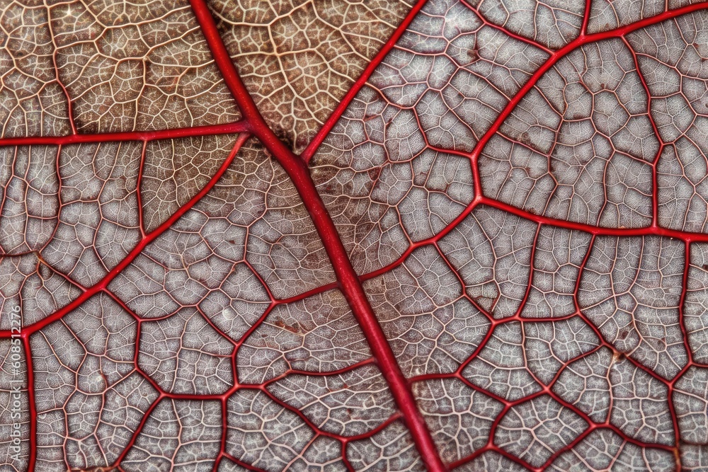 close-up view of a leafs vein pattern Generative AI