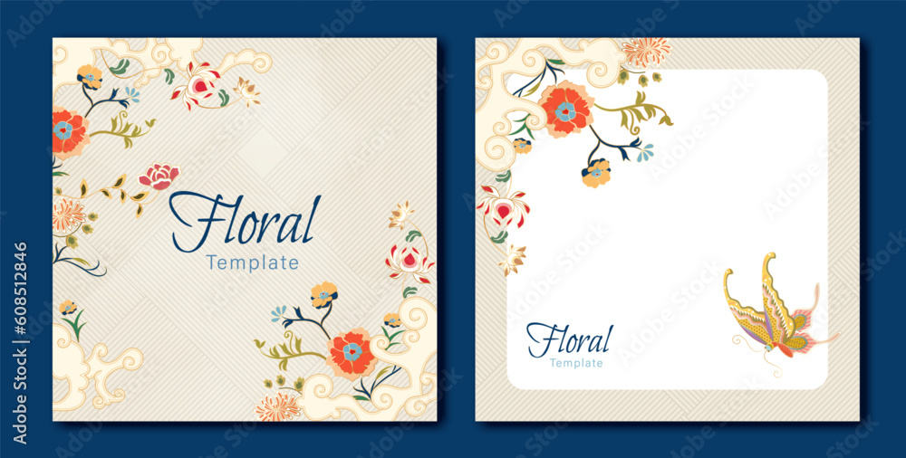 Oriental floral template set