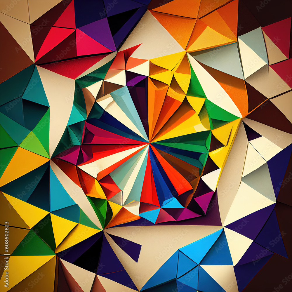 A symbol of complex mathematical and geometric structures with colorful colors on a white background