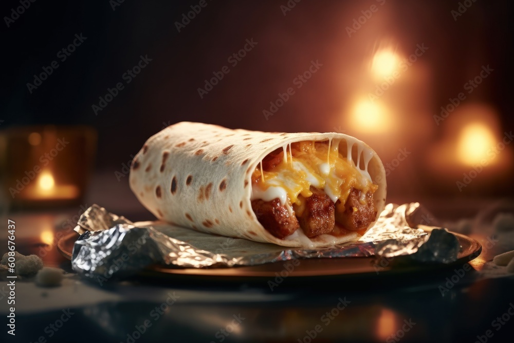 Hot mexican burrito. Illustration AI Generative