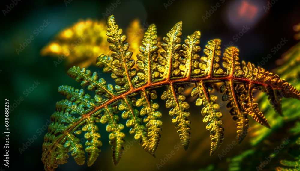 Tranquil scene of organic growth in vibrant springtime forest generated by AI