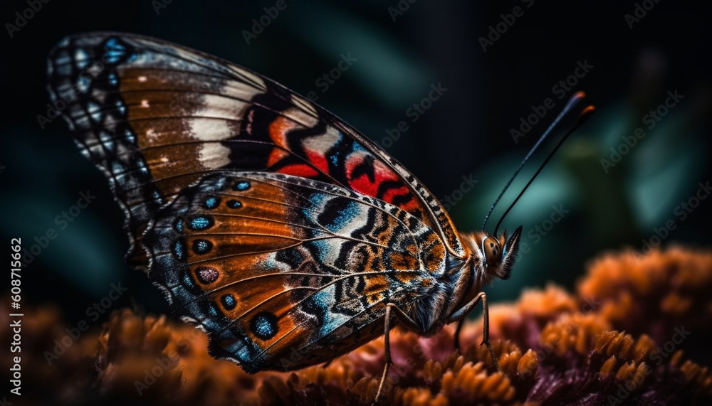 The fragile beauty of a multi colored butterfly spotted wing generated by AI