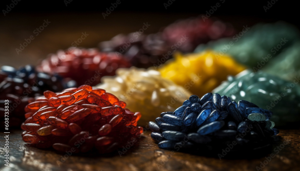 A large bowl of blueberry gelatin dessert, a sweet indulgence generated by AI