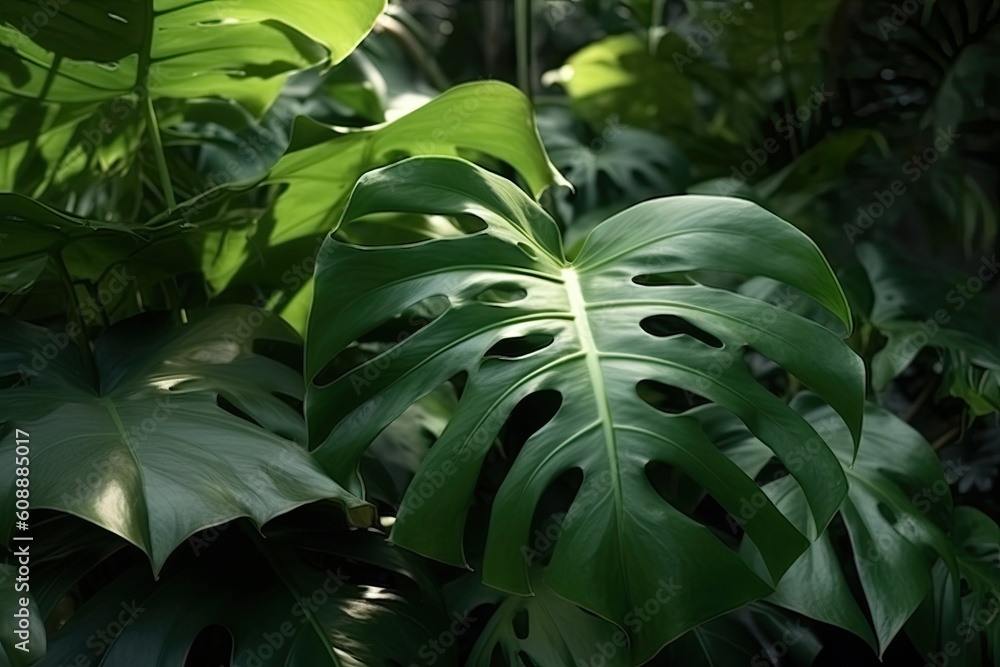 detailed close up of a lush green leafy plant Generative AI