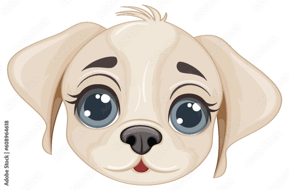 Cute dog face cartoon isolated