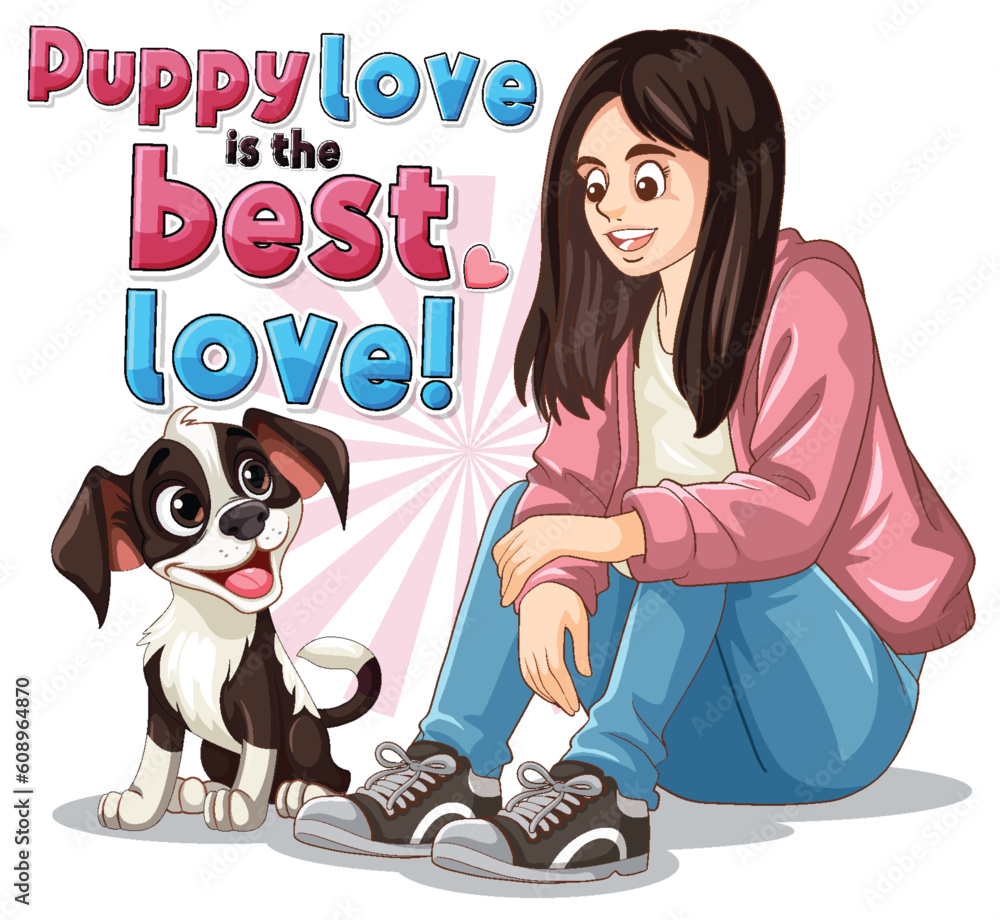 Girl with cute puppy