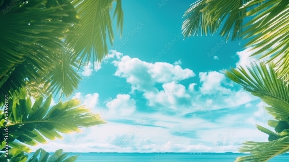 Summer tropical natural background. Illustration AI Generative.