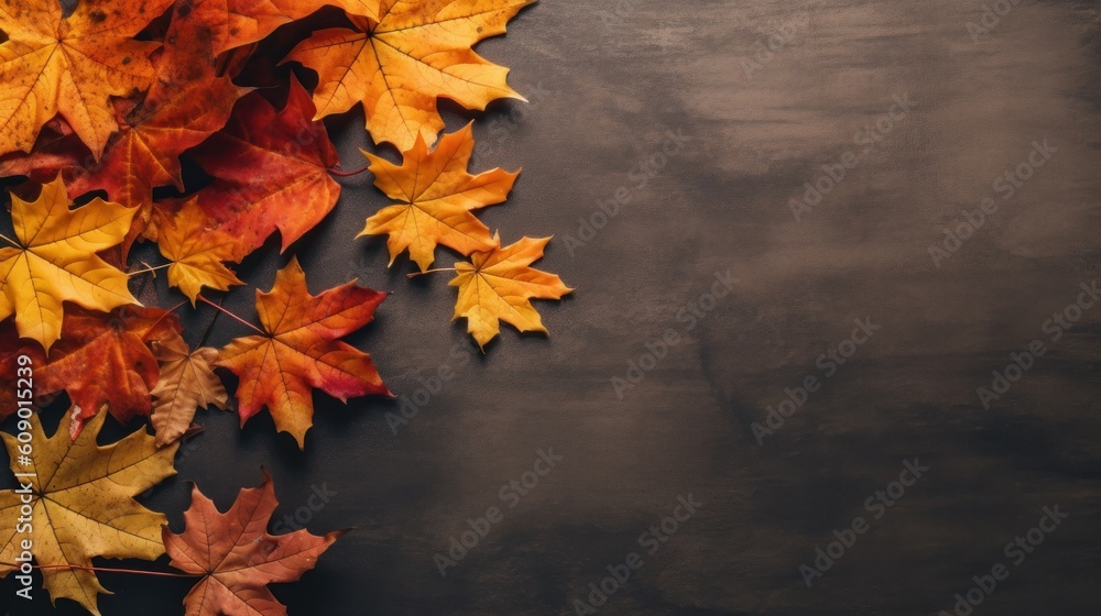 Autumn Fall leaves background. Illustration AI Generative