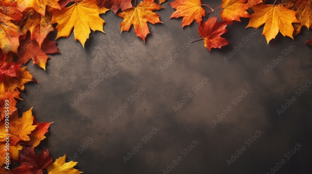 Autumn Fall leaves background. Illustration AI Generative