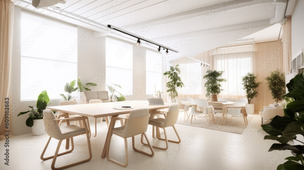 Inspiring office interior design Scandinavian style Meeting room featuring Large windows architectur