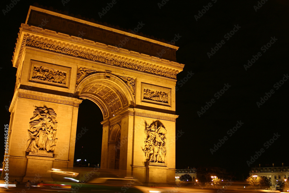 The Arc de triomphe and place de letoile in Paris