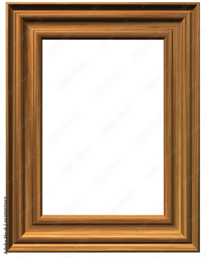 wooden pictureframe on white background