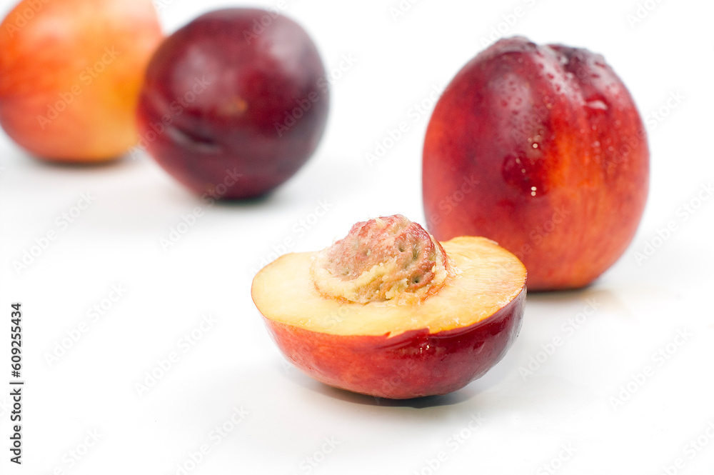 Wet nectarine isolated