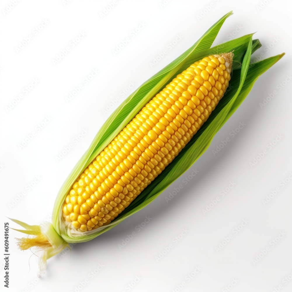 Fresh yellow corn isolated. Illustration AI Generative.