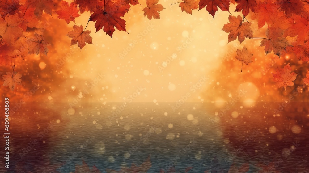 Autumn falling leaves background. Illustration AI Generative.