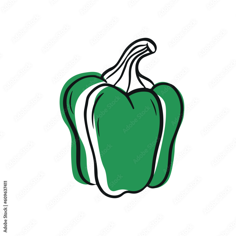 Green bell pepper on white background