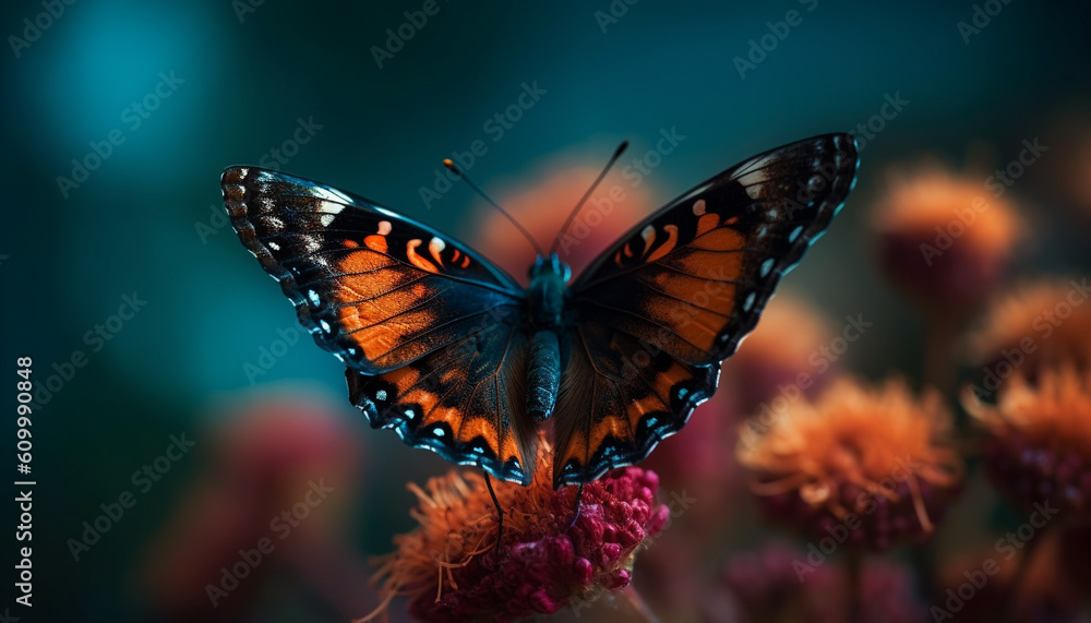 Vibrant butterfly wing in close up, showcasing natural beauty and fragility generated by AI