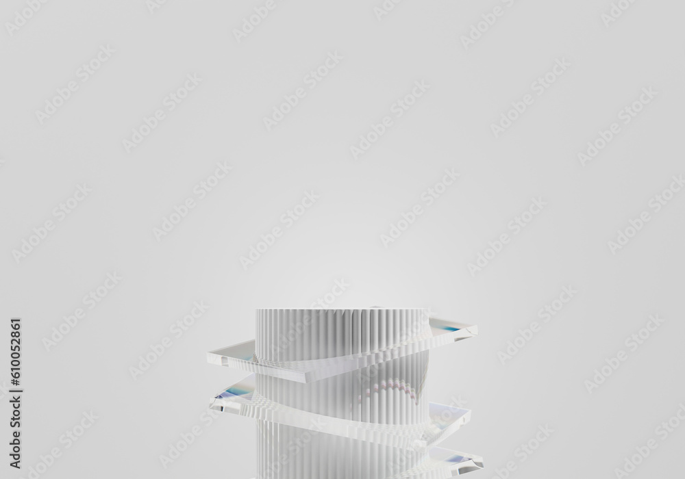 Abstract Minimal Modern White Podium Platform For Product Display Showcase 3D Rendering