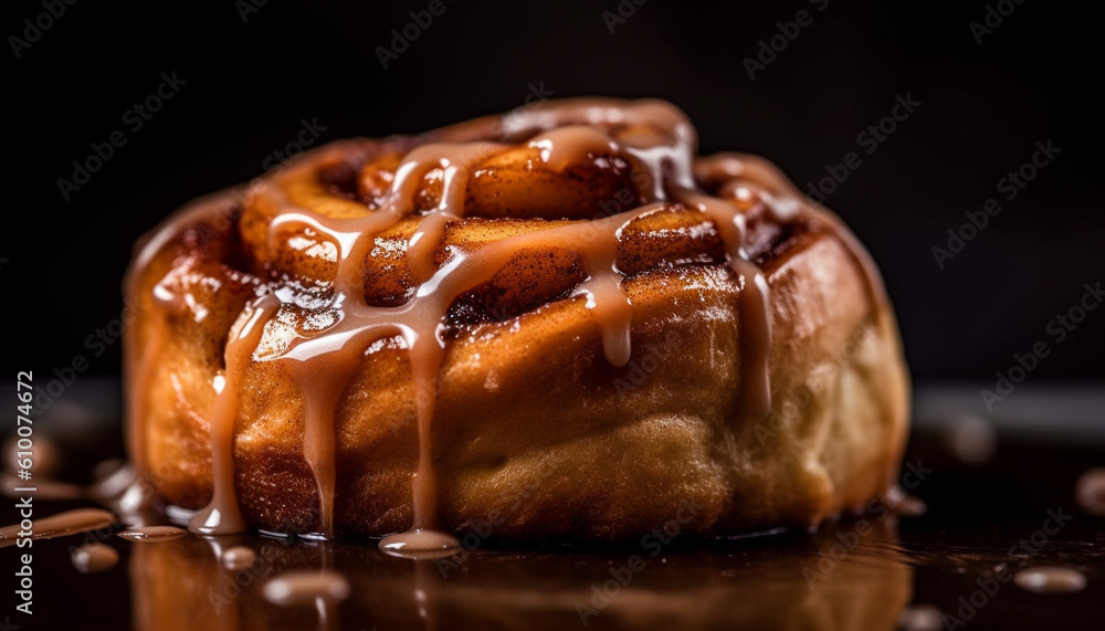 Indulgent homemade chocolate pastry, fresh from the oven on rustic wood generated by AI