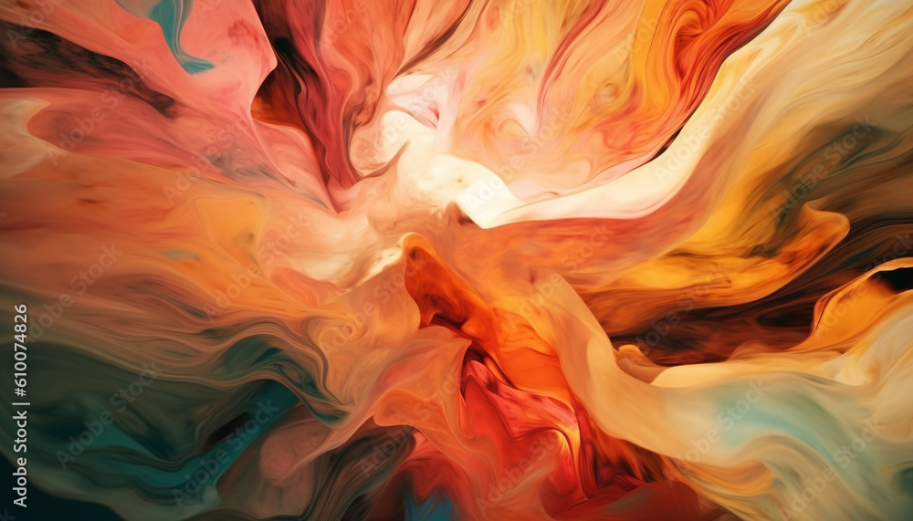 Vibrant colors flow in a smooth wave, a fiery backdrop generated by AI