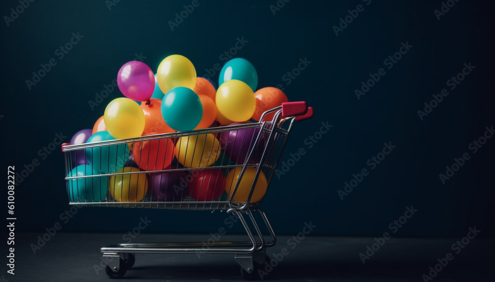 Vibrant multi colored balloons levitate in celebration of a birthday party generated by AI