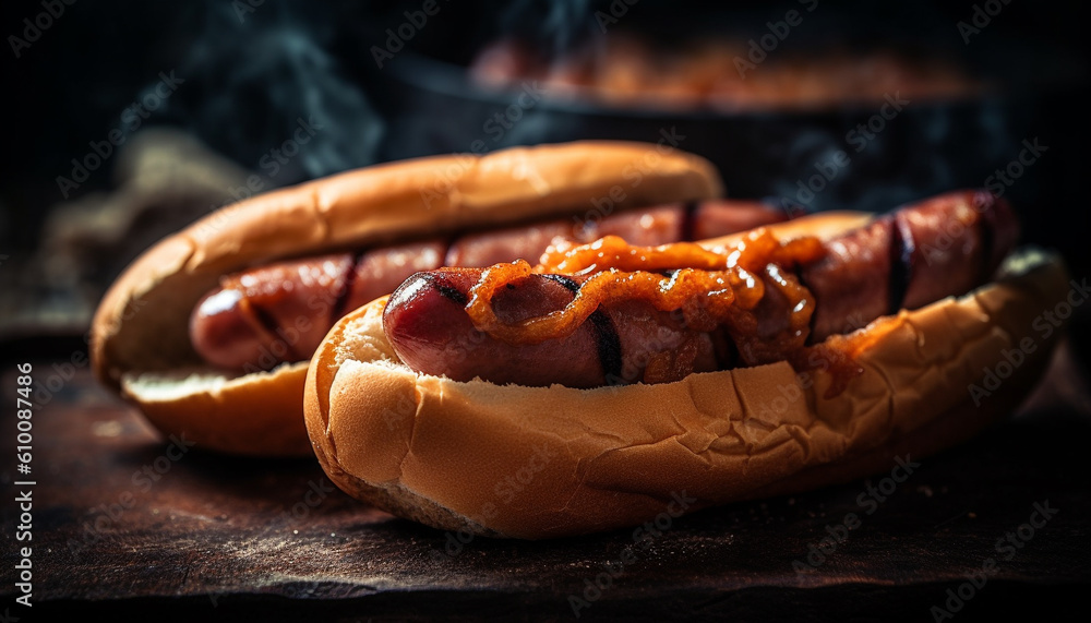 Grilled meat, hot dog, pork snack generated by AI