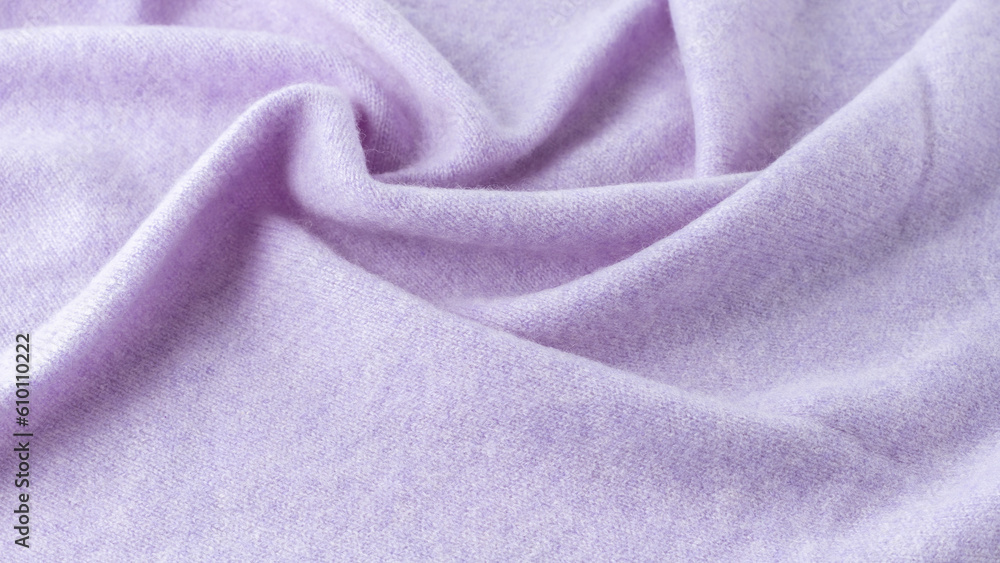 Pure natural cashmere texture in fashionable lilac violet color.