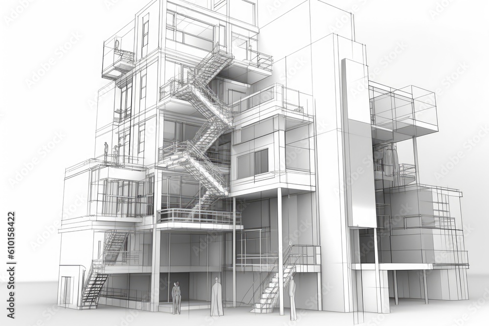 building with a mesmerizing spiral staircase Generative AI