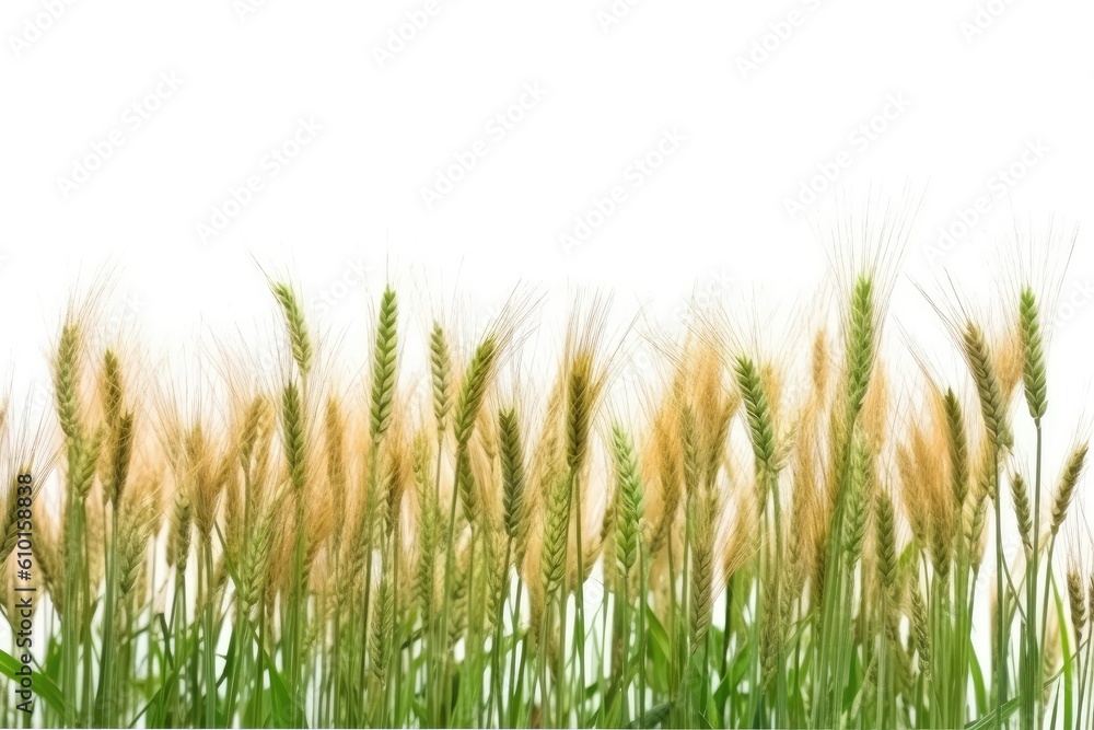 golden wheat field with a blue sky background Generative AI