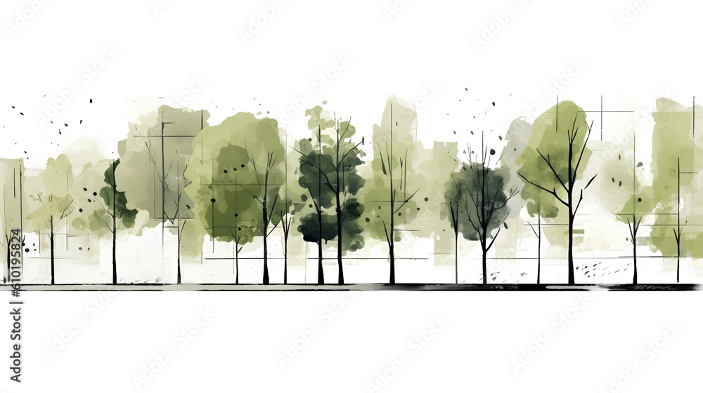 A concept of sustainable urban planning, featuring a green park zone project sketch. The importance 