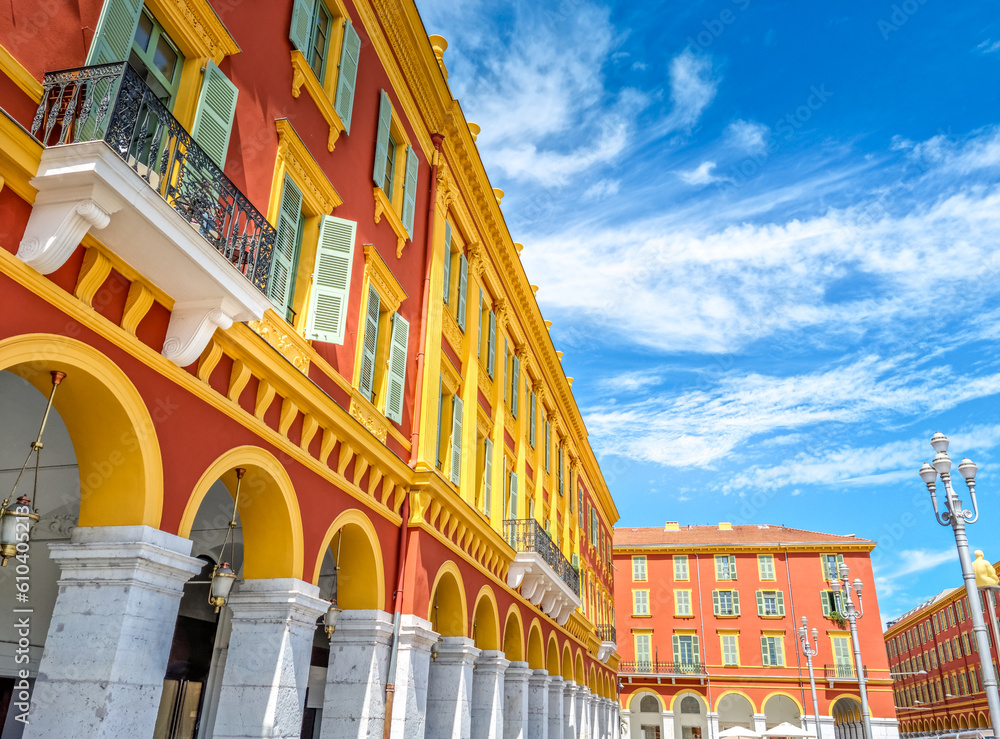 View of the Place Massena square in Nice, France