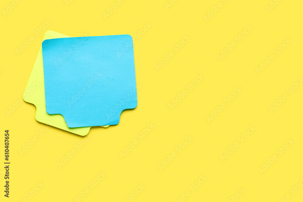 Sticky notes on yellow background. Update concept