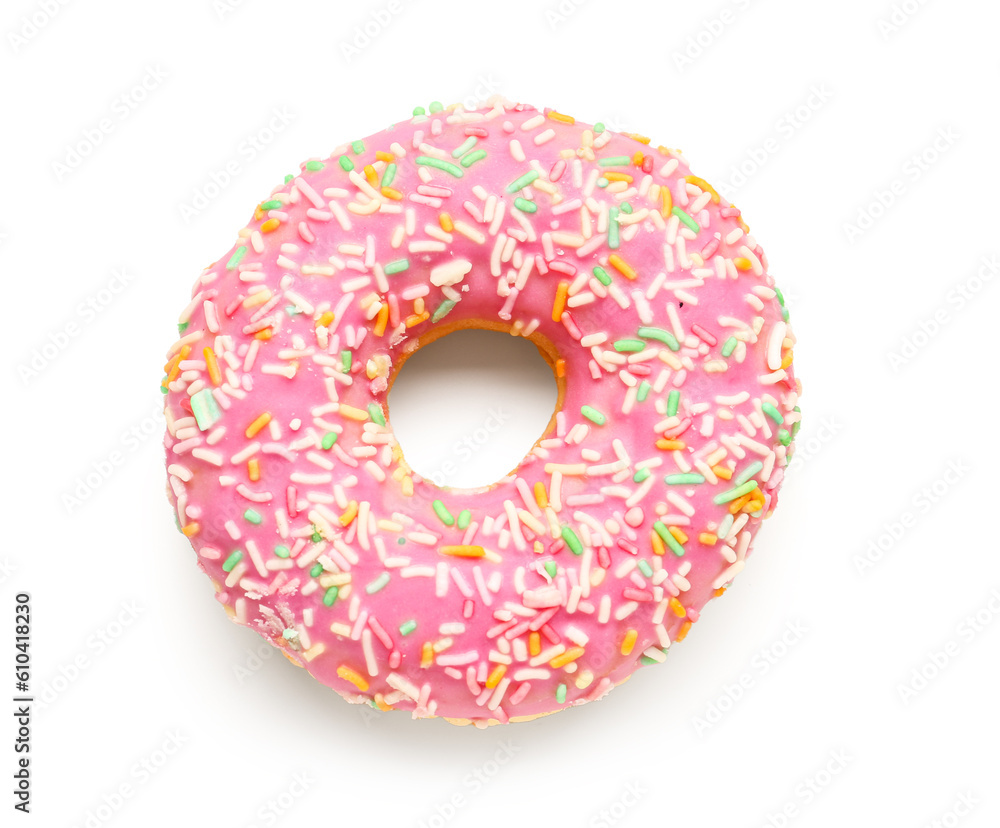 Sweet donut on white background