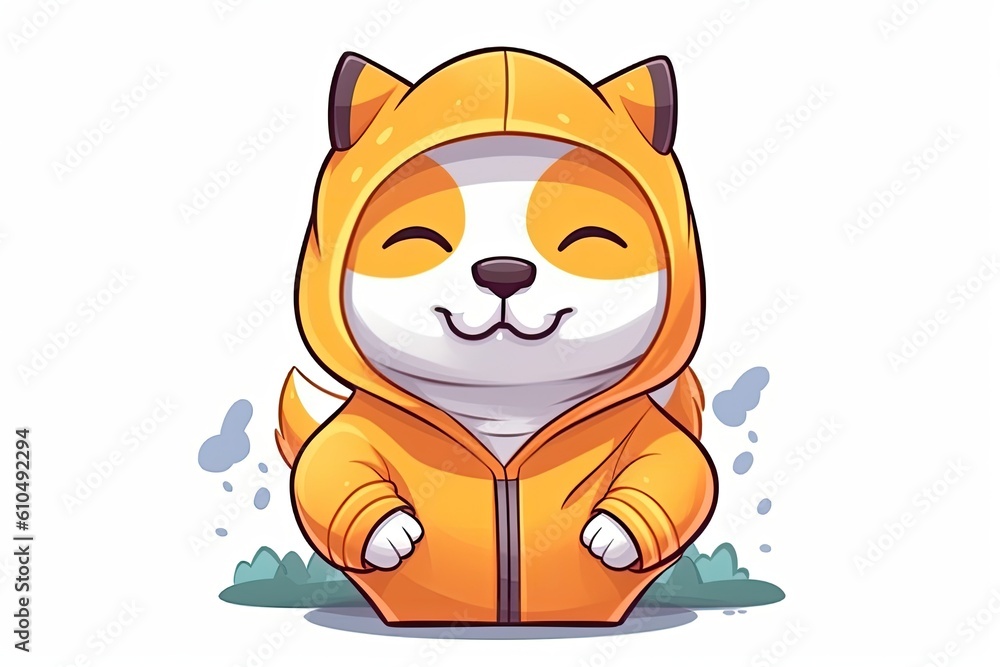 relaxed cartoon cat sitting with closed eyes Generative AI