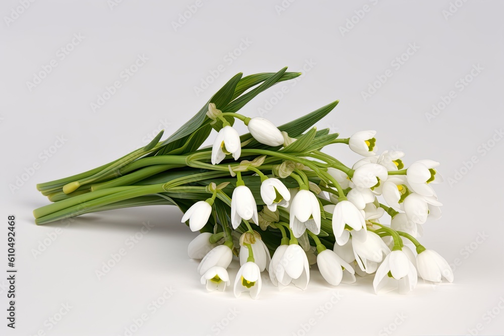 white flowers arranged in a vase on a wooden table Generative AI