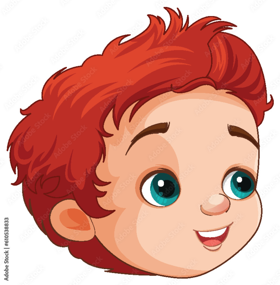 Red-Haired Cute Boy Face Vector