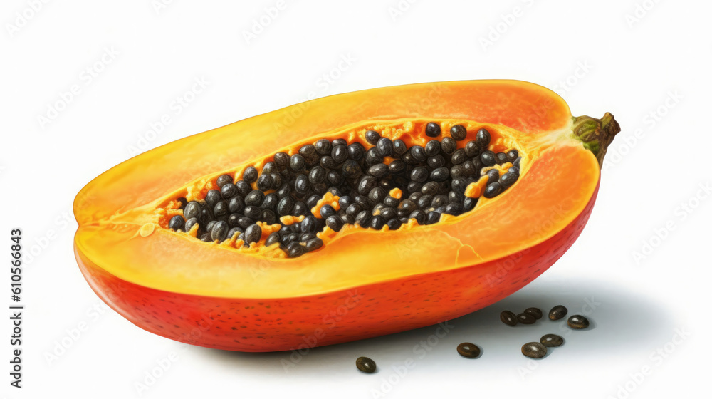 Isolated, vibrant Papaya on white