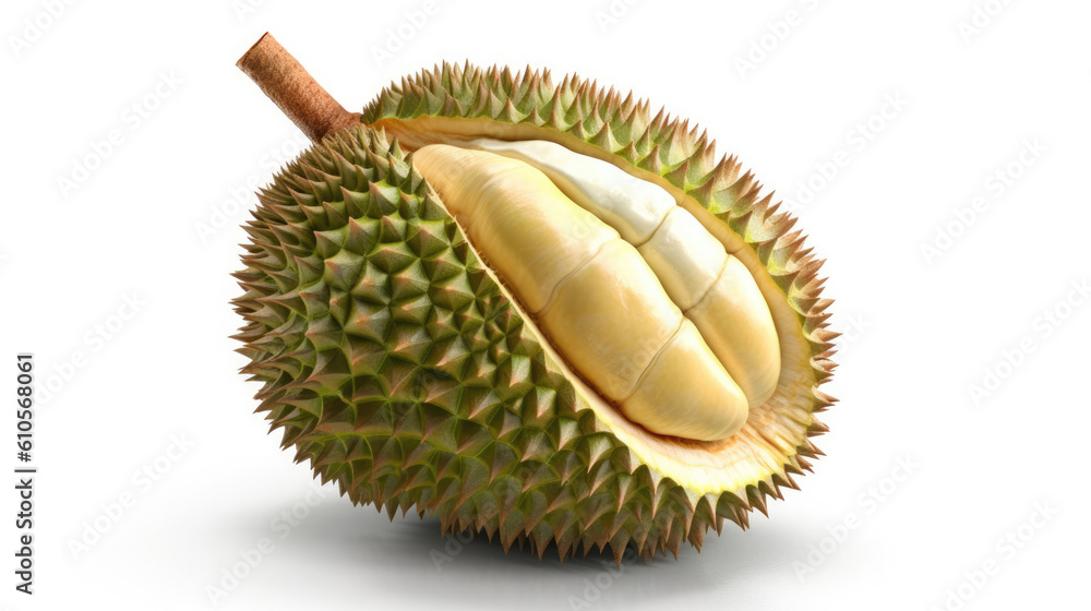 Isolated, distinctive Durian on white