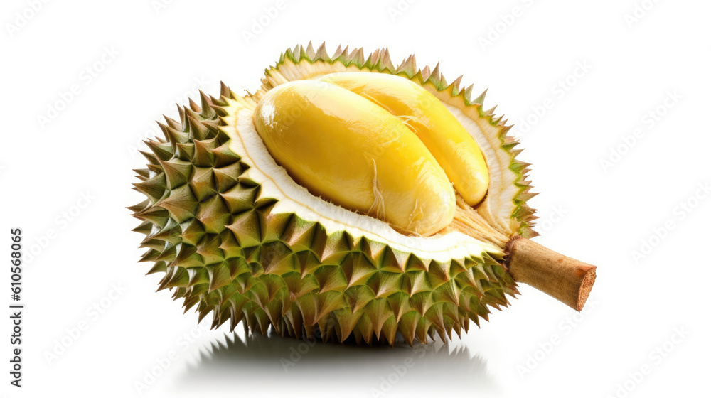 Isolated, distinctive Durian on white