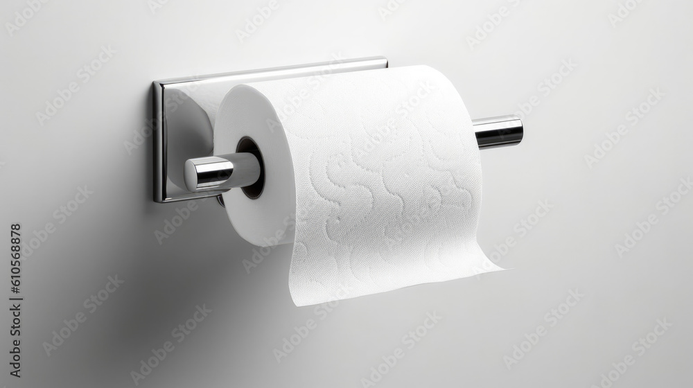 Toilet Paper Holder with roll of toilet paper on white