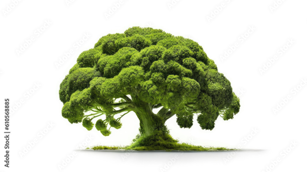 Isolated, bright green Broccoli on white