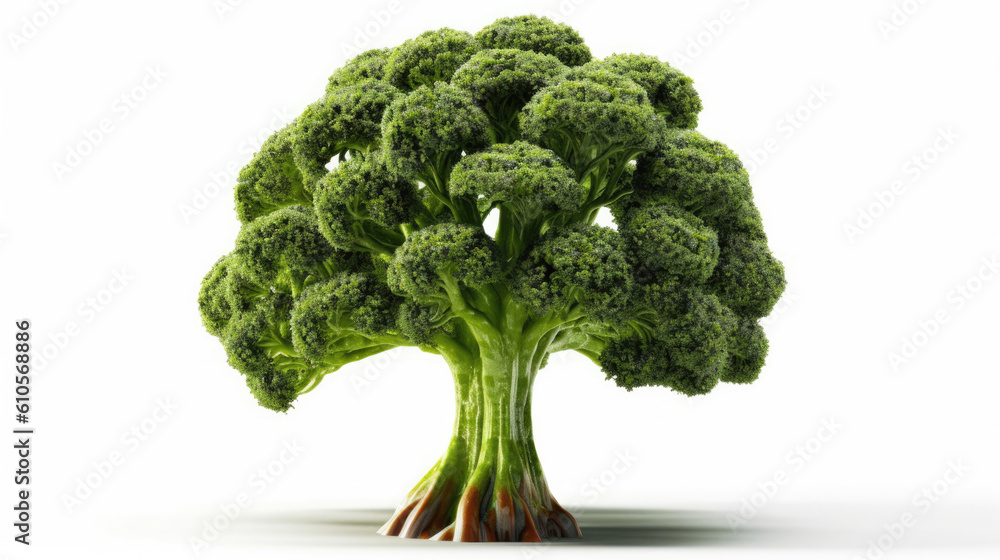 Isolated, bright green Broccoli on white