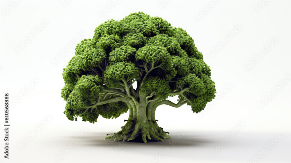 Isolated, bright green Broccoli on white