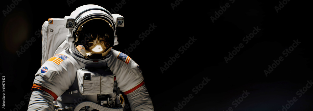 Astronaut in spacesuit floating in space. Space exploration technology. Discovery concept. Generativ