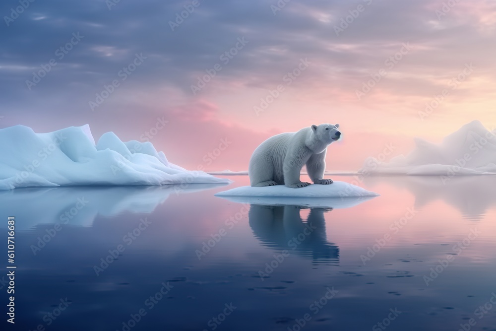 Glacier melting, polar bear homeless