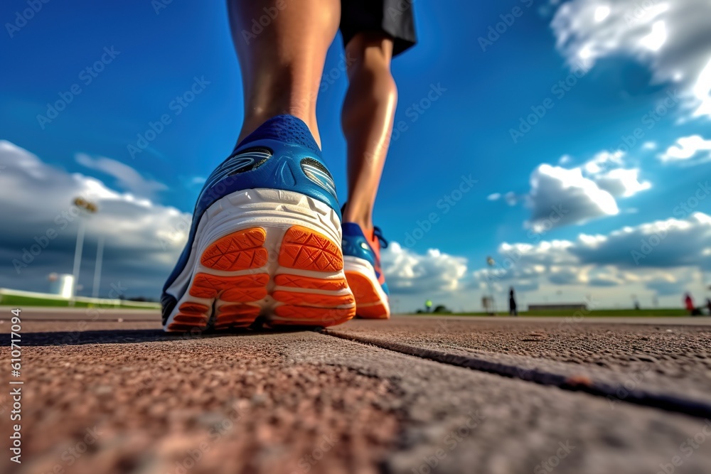 A close-up of the legs of a running man