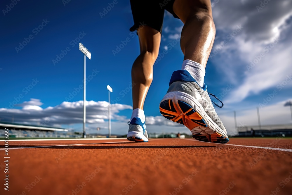 A close-up of the legs of a running man