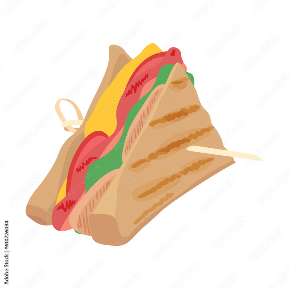 Tasty sandwich on white background